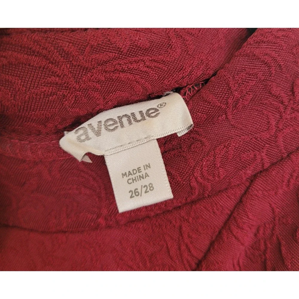 Avenue 26/28 Burgundy Fit &‎ Flare Knit Dress Textured Button V-Neck Long